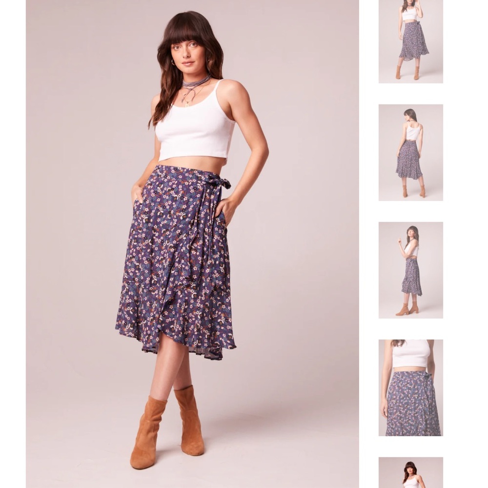 FINAL PRICE Band of Gypsies Blue Floral Midi Skirt